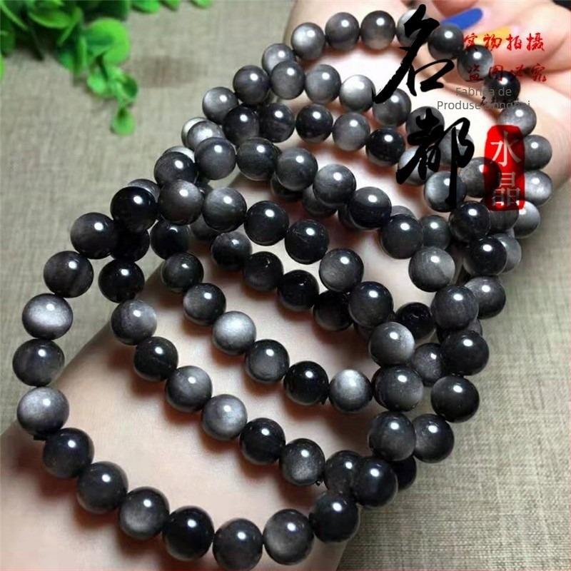 Mingdu Crystal mărgele rotunde din obsidian negru natural, libere și parțial finisate, cu accesorii