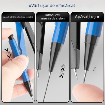 Set compas și riglă pentru elevi, din plastic, 9 piese, include compas, riglă și triunghi de desen