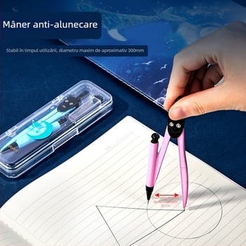 Deli 72154 Set de compase pentru geometrie pentru elevi – trasarea cercurilor cu rigla