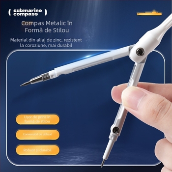 Compas în formă de stilou, set două în unu pentru desenarea cercurilor, aliaj de zinc 2B, instrument profesional multifuncțional pentru desen