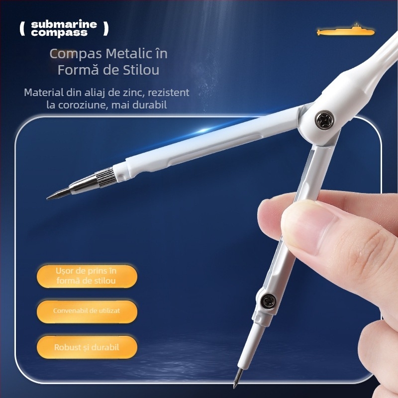Compas în formă de stilou, set două în unu pentru desenarea cercurilor, aliaj de zinc 2B, instrument profesional multifuncțional pentru desen