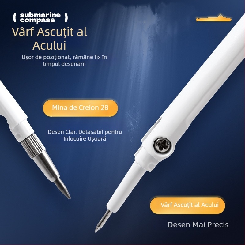 Compas în formă de stilou, set două în unu pentru desenarea cercurilor, aliaj de zinc 2B, instrument profesional multifuncțional pentru desen
