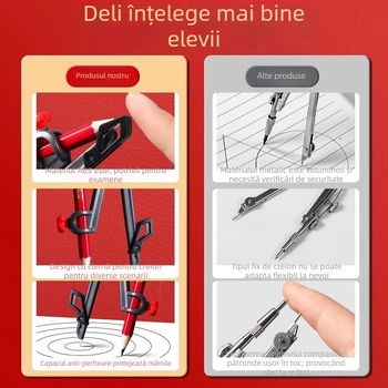 Deli vc666 set ne-metal compas și riglă pentru elevi, creion 2B pentru desenarea cercurilor, instrument de examen