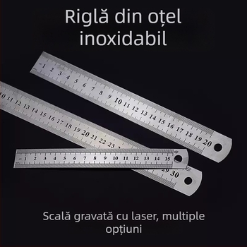 Riglă multifuncțională din oțel, cu grosime mărită, pentru predare în clasă, riglă din oțel inoxidabilă pentru desen și măsurare