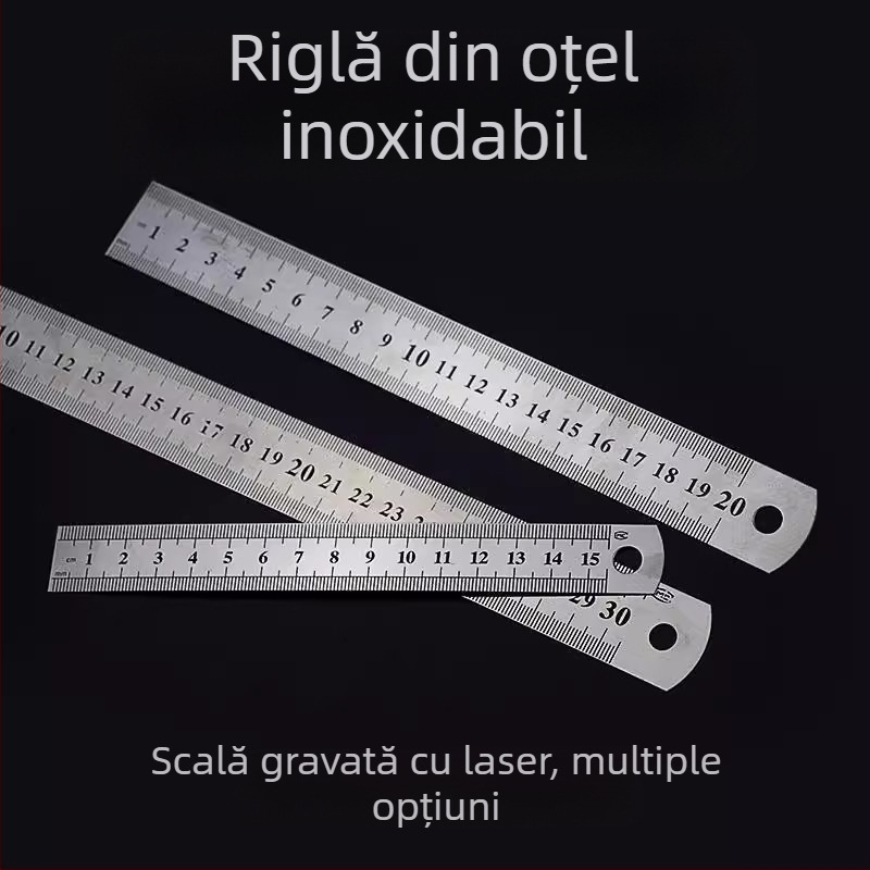 Riglă multifuncțională din oțel, cu grosime mărită, pentru predare în clasă, riglă din oțel inoxidabilă pentru desen și măsurare