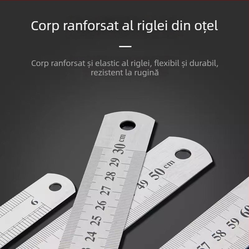 Riglă multifuncțională din oțel, cu grosime mărită, pentru predare în clasă, riglă din oțel inoxidabilă pentru desen și măsurare