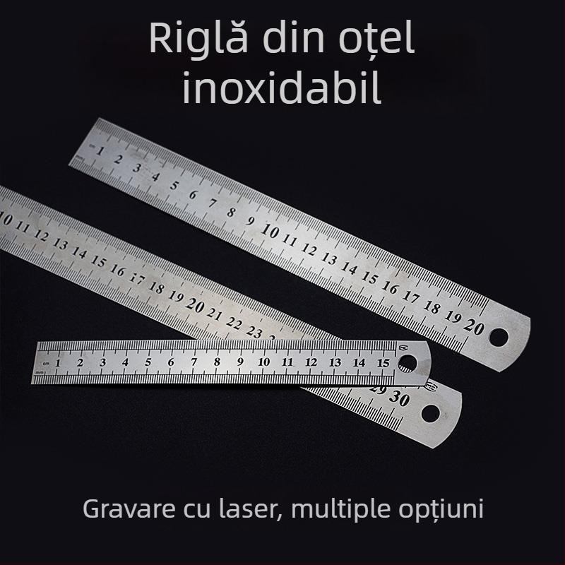 Riglă multifuncțională din oțel, cu grosime mărită, pentru predare în clasă, riglă din oțel inoxidabilă pentru desen și măsurare