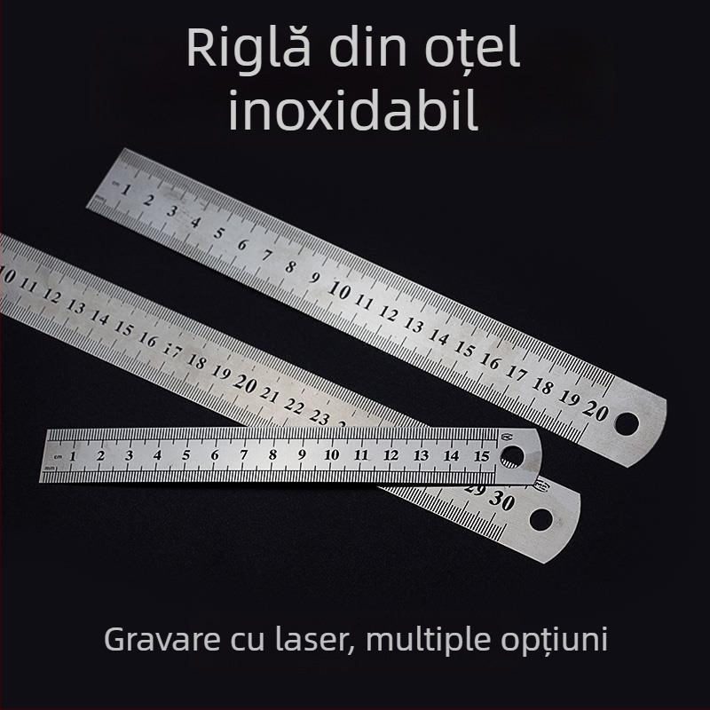 Riglă multifuncțională din oțel, cu grosime mărită, pentru predare în clasă, riglă din oțel inoxidabilă pentru desen și măsurare