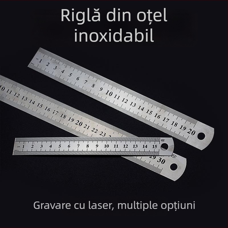 Riglă multifuncțională din oțel, cu grosime mărită, pentru predare în clasă, riglă din oțel inoxidabilă pentru desen și măsurare