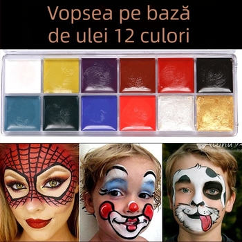 12 culori de vopsea pe bază de ulei pentru machiaj teatral, pictură pe corp pentru Halloween