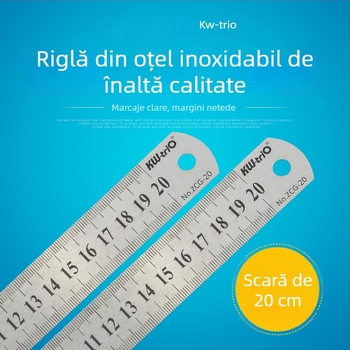 Rigla din oțel inoxidabil de 50 cm, scară dublă, pentru tâmplărie, birou și școală