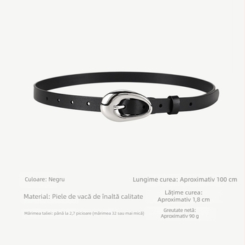 Curea din piele pentru femei, în stil american retro, cu stea decorativă, lățime 2-4 cm, mărime universală, primăvara 2025