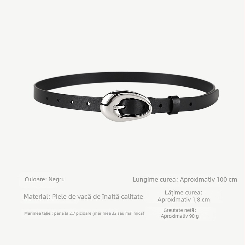 Curea din piele pentru femei, în stil american retro, cu stea decorativă, lățime 2-4 cm, mărime universală, primăvara 2025