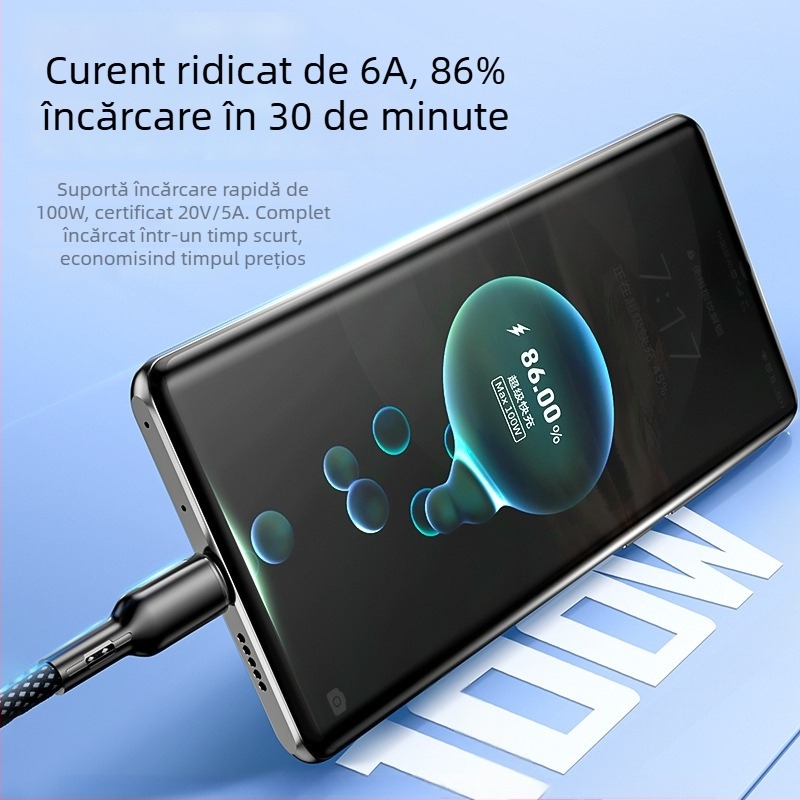 Cablu magnetic de încărcare și transfer date cu conectori Lightning și USB-C, cablu împletit, 0,5–1 m, încărcare rapidă pentru iPhone 15 și dispozitive Android