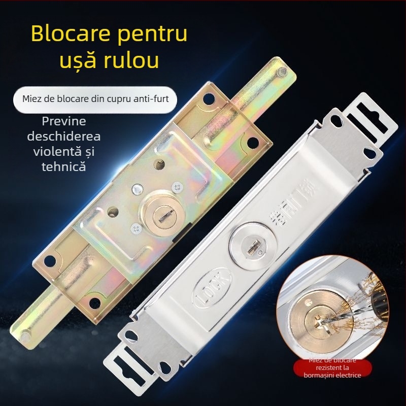 Încuietoare universală pentru uși rulante, cu design încrucișat anti-furt și nucleu din cupru, pentru uși de garaj rulante, deschidere mijloc-jos