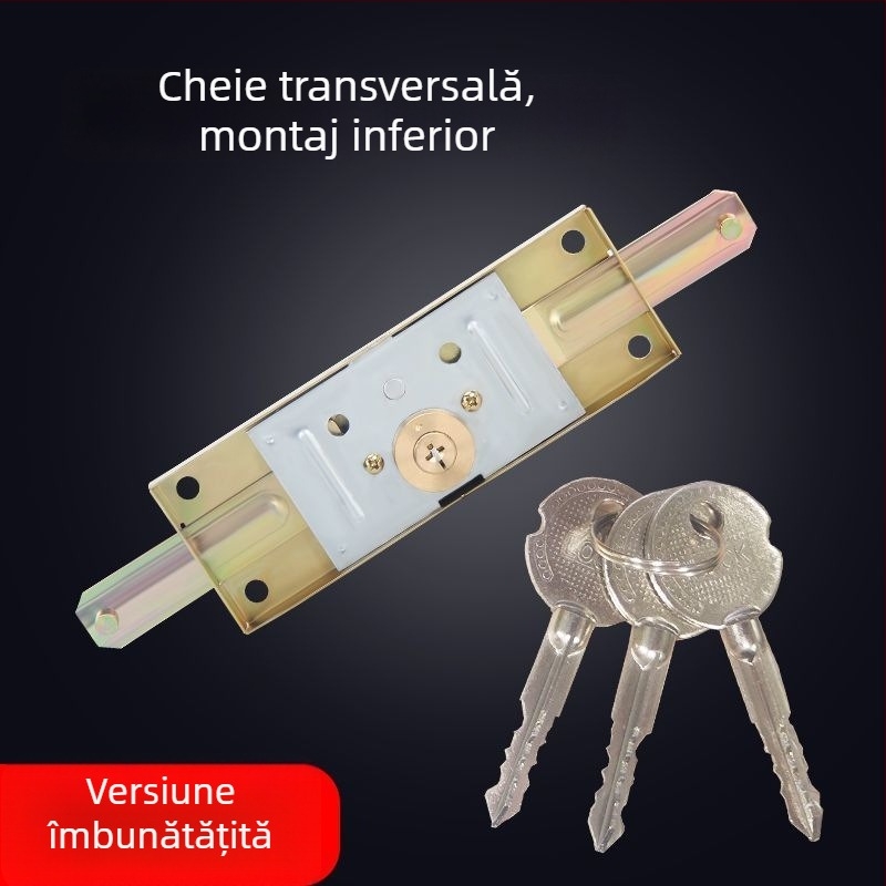 Încuietoare universală pentru uși rulante, cu design încrucișat anti-furt și nucleu din cupru, pentru uși de garaj rulante, deschidere mijloc-jos
