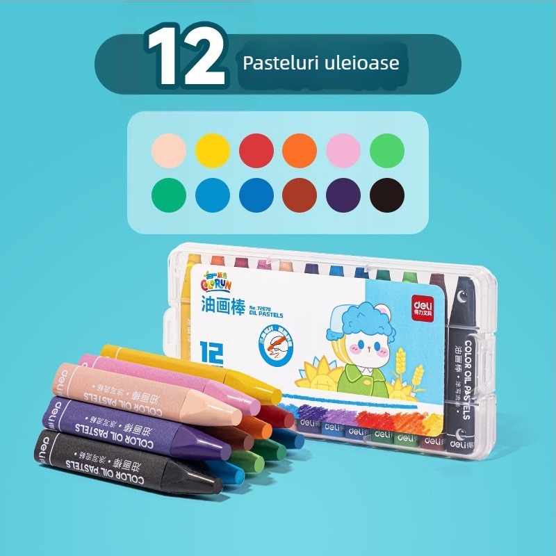Deli Pastel uleios pentru desen – 12 sau 24 de culori, pentru copii
