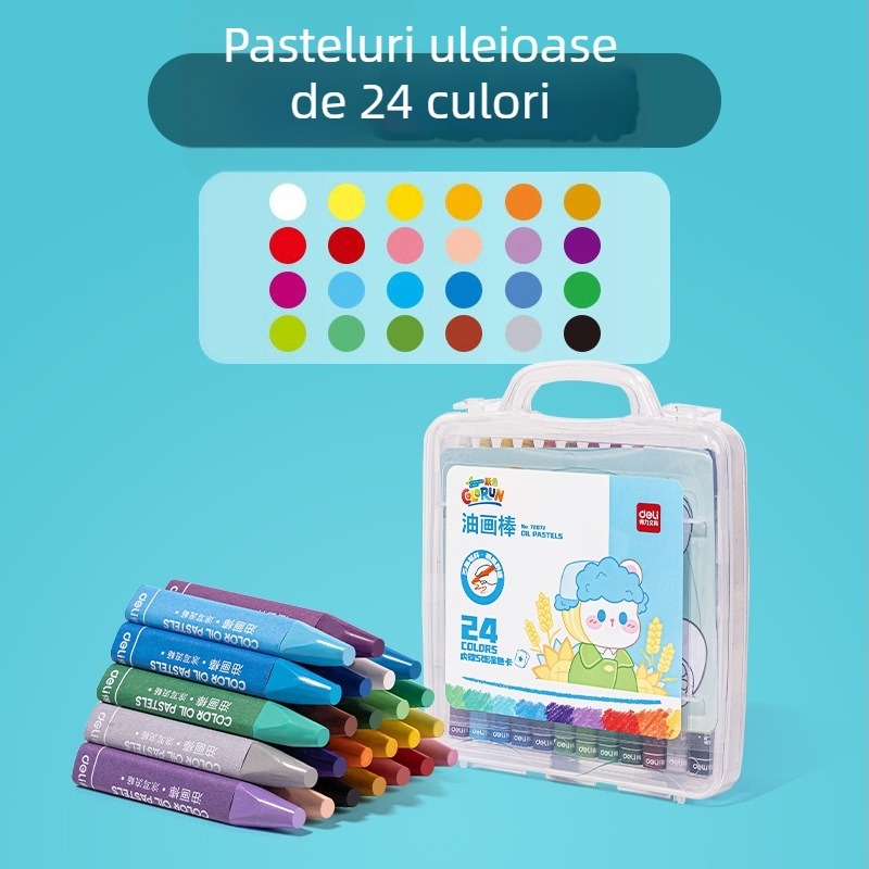 Deli Pastel uleios pentru desen – 12 sau 24 de culori, pentru copii
