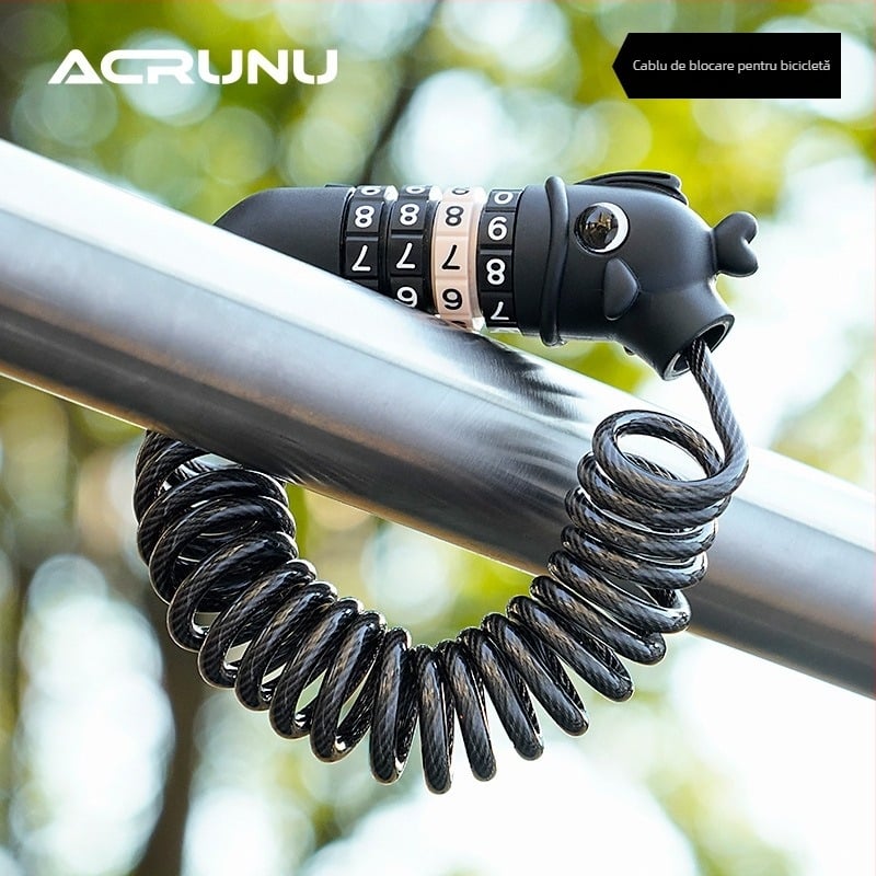 ACRUNU Încuietoare cu cod pentru bicicletă, cablu din oțel portabil pentru motociclete electrice – protecție antifurt