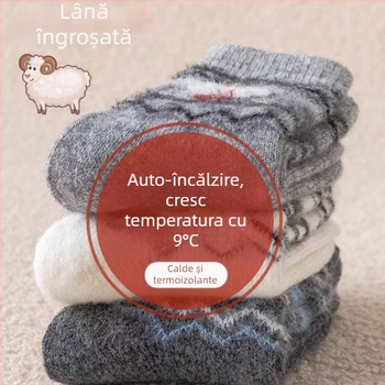 Șosete pentru copii, toamnă-iarnă, groase din lână, unisex, stil coreean, broderie cu cățeluș, gambe medii
