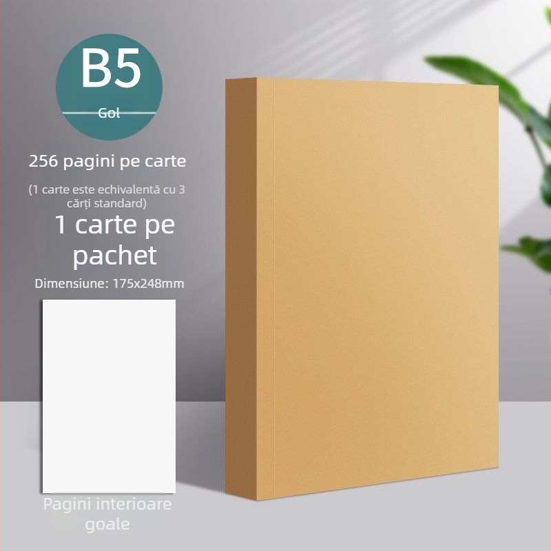 Caiet blank multifuncțional cu copertă din hârtie kraft, cu cotor cusut, pentru studenți, stil minimalist, pagini albe, 50–100 pagini, 75 g/m².