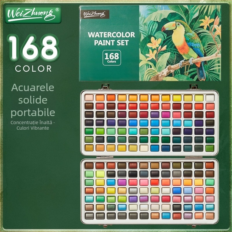 Set de acuarelă solide într-o cutie metalică cu nuanțe perlate, kit de pictură pentru elevi, 50/72/90/100 culori