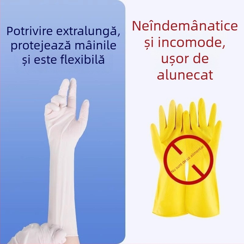 Mănuși nitril de unică folosință pentru spălat vase, treburile casnice, spălat haine și bucătărie, durabile, îngroșate