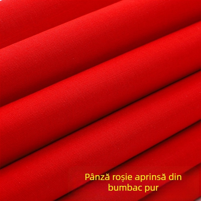 Țesătură satin roșu aprins din bumbac 100% pentru nunți și inaugurări, în stil chinezesc