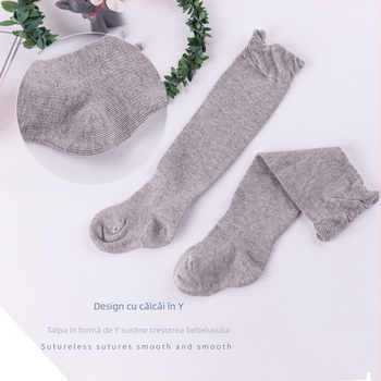 Șosete de bebeluș până la genunchi din bumbac pieptănat, nou-născuți, lungi, cu design tubular și separare a picioarelor