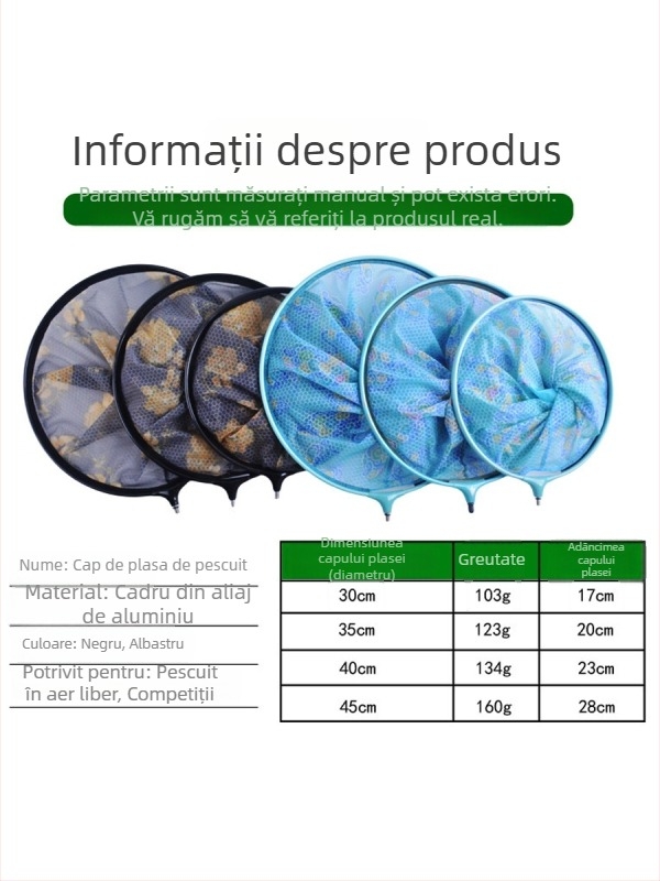 Capă de plasă pentru pești mari, 35–40 cm plasă nano