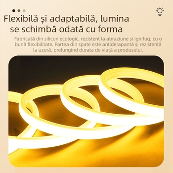 Bandă LED exterior impermeabilă, 110V, autoadezivă COB, bandă liniară moale, 288 LED, CRI ≥98, alb / alb cald / galben cald