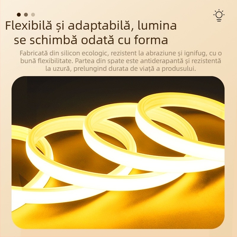 Bandă LED exterior impermeabilă, 110V, autoadezivă COB, bandă liniară moale, 288 LED, CRI ≥98, alb / alb cald / galben cald
