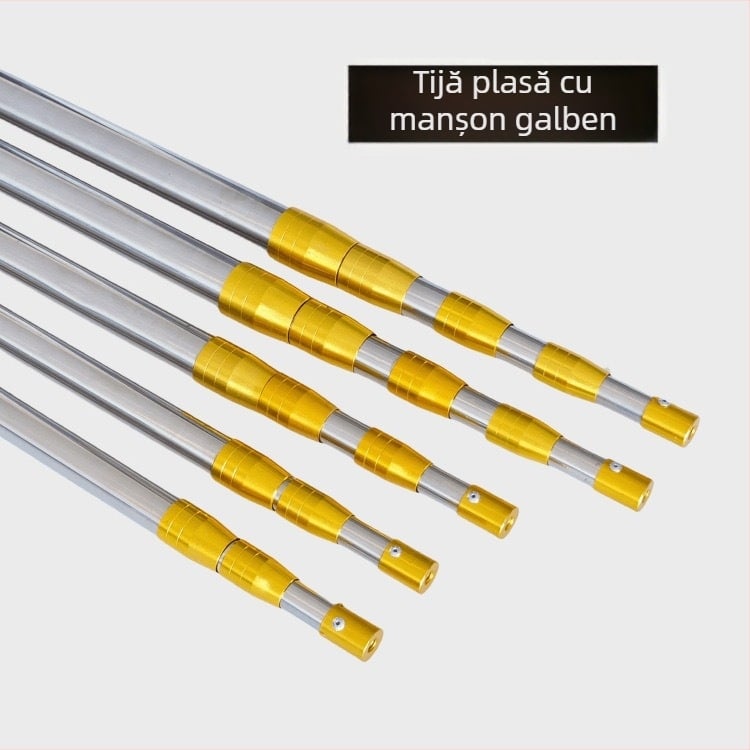 Țeavă telescopică din oțel inoxidabil pentru plasă de pescuit, reglabilă în mai multe dimensiuni, tijă îngroșată pentru cules fructe și iluminat