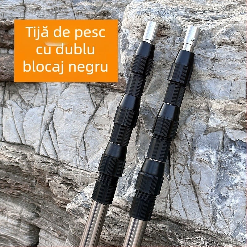 Țeavă telescopică din oțel inoxidabil pentru plasă de pescuit, reglabilă în mai multe dimensiuni, tijă îngroșată pentru cules fructe și iluminat