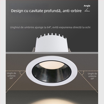Downlight LED încastrat, reglaj în trei nuanțe, carcasă din aluminiu, deschidere de 75 mm, 6–10W, 220V, telecomandă, potrivit pentru locuințe și hoteluri, lumină albă 6000K