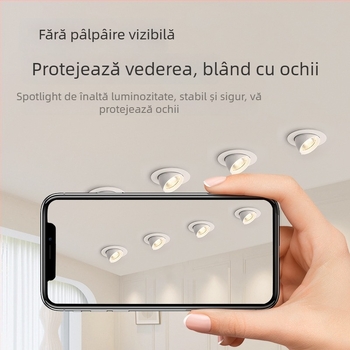 Lampa COB LED cu nas de elefant, iluminare de perete tip wall washer, corp încastrat în tavan, unghi reglabil, anti-glare, downlight, CRI înalt