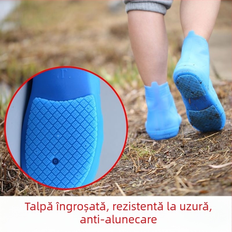 Acoperitoare de încălțăminte impermeabile, cu strat gros, rezistente la uzură, antiderapante, din silicon, unisex