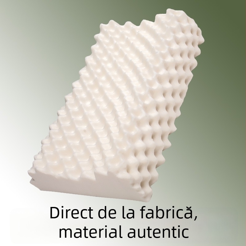 Perna din latex natural pentru adulți, formă dinte de lup, susținere cervicală, înălțime 10-15 cm, greutate 0.5-1 kg, conținut latex 90%+