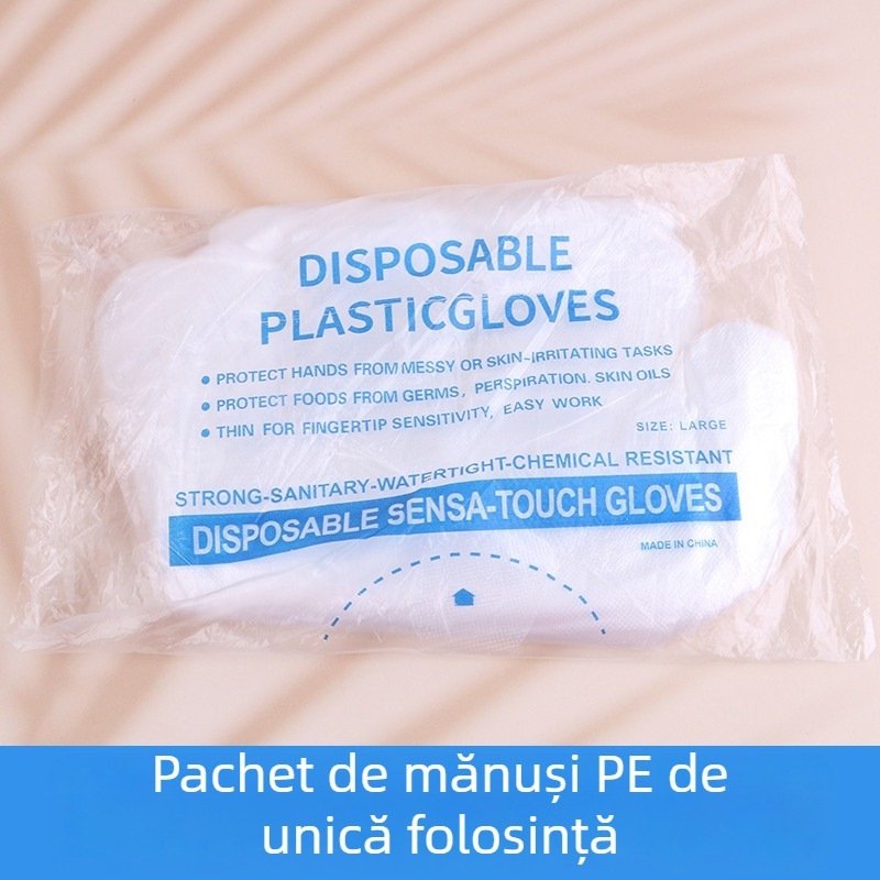 Mănuși de unică folosință din polietilenă pentru alimentație și uz casnic, transparente, de bucătărie, impermeabile