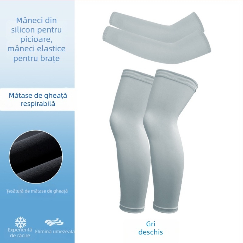 Manșete de braț respirabile și manșete de gambă din mătase de gheață – set pentru ciclism în aer liber, cu elasticitate mare, pentru copii