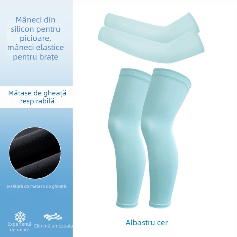 Manșete de braț respirabile și manșete de gambă din mătase de gheață – set pentru ciclism în aer liber, cu elasticitate mare, pentru copii