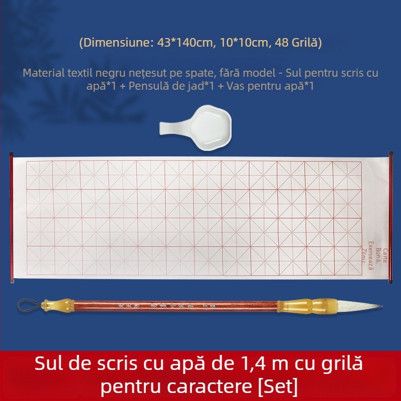Set de practică pentru caligrafie cu pânză pentru scriere cu apă, material nețesut, rolă cu grilă de tip orez