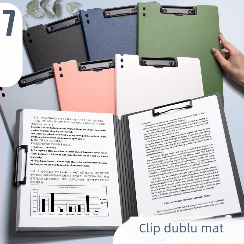Clipboard A4 îngroșat cu două cleme — organizator multifuncțional pentru documente și suprafață de scriere