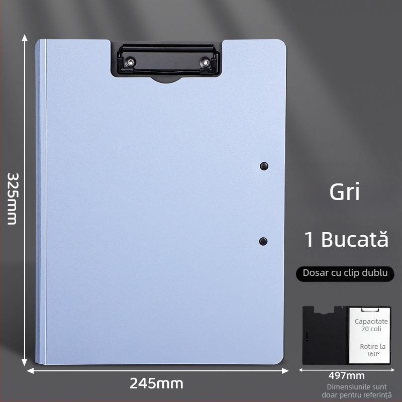 Clipboard A4 îngroșat cu două cleme — organizator multifuncțional pentru documente și suprafață de scriere
