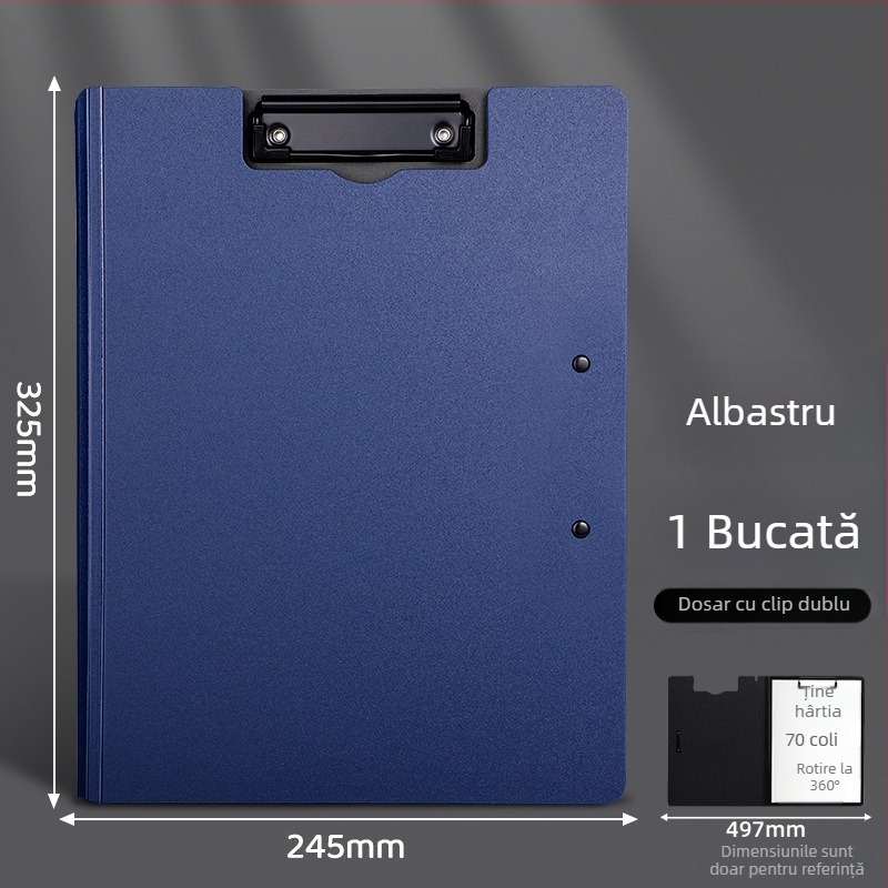 Clipboard A4 îngroșat cu două cleme — organizator multifuncțional pentru documente și suprafață de scriere