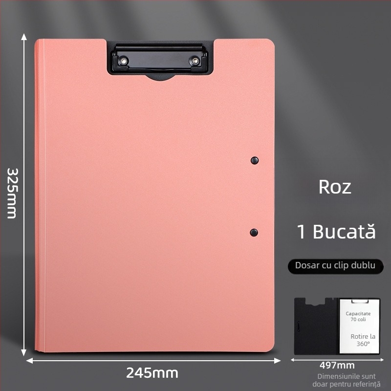 Clipboard A4 îngroșat cu două cleme — organizator multifuncțional pentru documente și suprafață de scriere