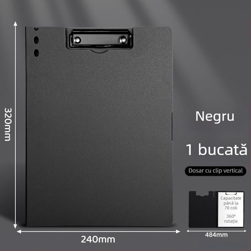 Clipboard A4 îngroșat cu două cleme — organizator multifuncțional pentru documente și suprafață de scriere