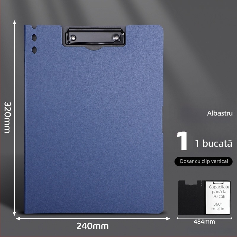 Clipboard A4 îngroșat cu două cleme — organizator multifuncțional pentru documente și suprafață de scriere