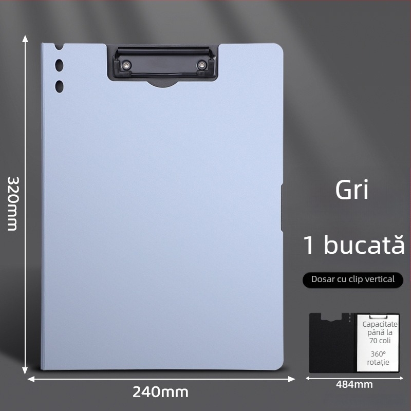 Clipboard A4 îngroșat cu două cleme — organizator multifuncțional pentru documente și suprafață de scriere