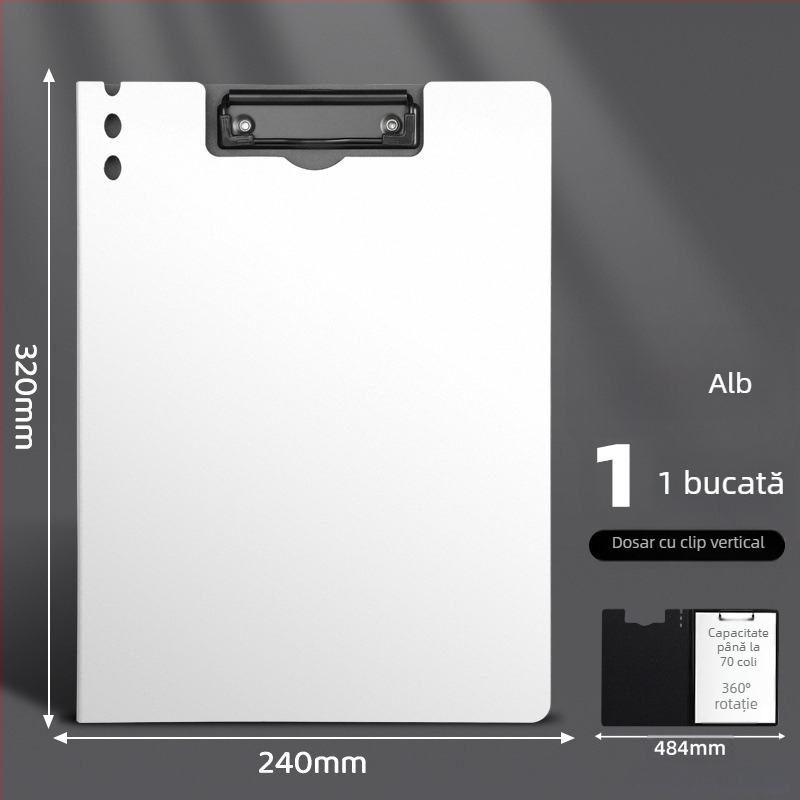 Clipboard A4 îngroșat cu două cleme — organizator multifuncțional pentru documente și suprafață de scriere